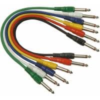 Soundlab 6 x Assorted Coloured Patch Leads 6.35mm Jack Plug 1m