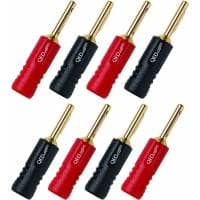 8 x QED Screwloc Banana Plugs - 4 Black 4 Red