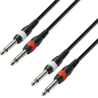 Adam Hall 3 Star Series 1m 2x 6.3mm Jack Mono to 2x 6.3mm Jack Mono Audio Cable