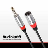 AudioKraft 6.35mm Jack to XLR Male Plug Balanced Audio Lead, 1m, Pack of 2
