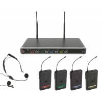 Chord Quad UHF Wireless Microphone System | 4 x Neckband/Tie Clip