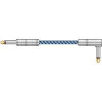 Citronic 3m Classic Retro Nylon-Braided Angled Guitar Lead - BLUE/WHITE