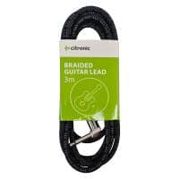 Citronic Braided 6.3mm Right Angled Mono Jack to Jack Cable, 3m - Black/Blue