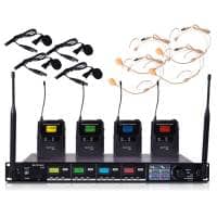 Citronic TU4-N Quad PLL Tuneable UHF Wireless Microphone System - 4 x Lavalier/Headset Mics