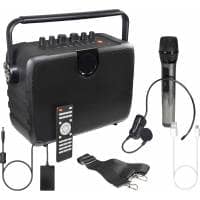 E-Audio 100W Portable PA Speaker with Wireless Handheld & Headset Microphones