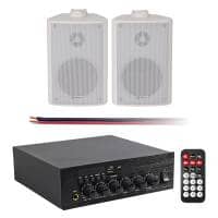Eagle 2 x 30W Compact Bluetooth Amplifier Kit with 2 x 3" Stereo Speakers (White)