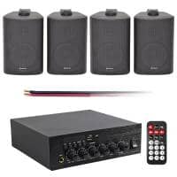 Eagle 2 x 30W Compact Bluetooth Amplifier Kit with 4 x 3" Stereo Speakers (Black)