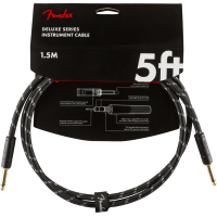 Fender 1.5M (5') Deluxe Series Instrument Cable - Straight/Straight, Black Tweed