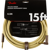 Fender 4.5M (15') Deluxe Series Instrument Cable - Straight/Angle, Tweed