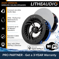 Lithe Audio Water-Resistant IP44 WiFi Bathroom Ceiling Speakers (Master & Slave)