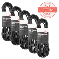 Inta Audio Pack of 5 x 6m XLR Microphone Leads in Black 