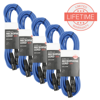 Inta Audio Pack of 5 x 6m XLR Microphone Leads in Blue
