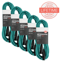 Inta Audio Pack of 5 x 6m XLR Microphone Leads in Green