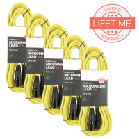 Inta Audio Pack of 5 x 6m XLR Microphone Leads in Yellow