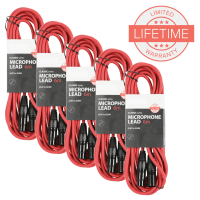 Inta Audio Pack of 5 x 6m XLR Microphone Leads - Red