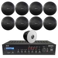 Adastra Restaurant Background Music System with Bluetooth & DAB Radio - 8x Black Ceiling Speakers