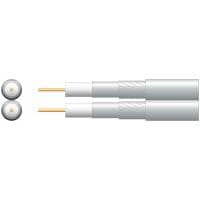 Mercury Twin RG6 PE Coaxial Cable 100m, White, 75 Ohms, Foam Filled - Aluminium Braid