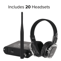 W Audio SDPRO 3-Channel Silent Disco System - 20x Wireless Headphones