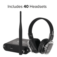 W Audio SDPRO 3-Channel Silent Disco System - 40x Wireless Headphones