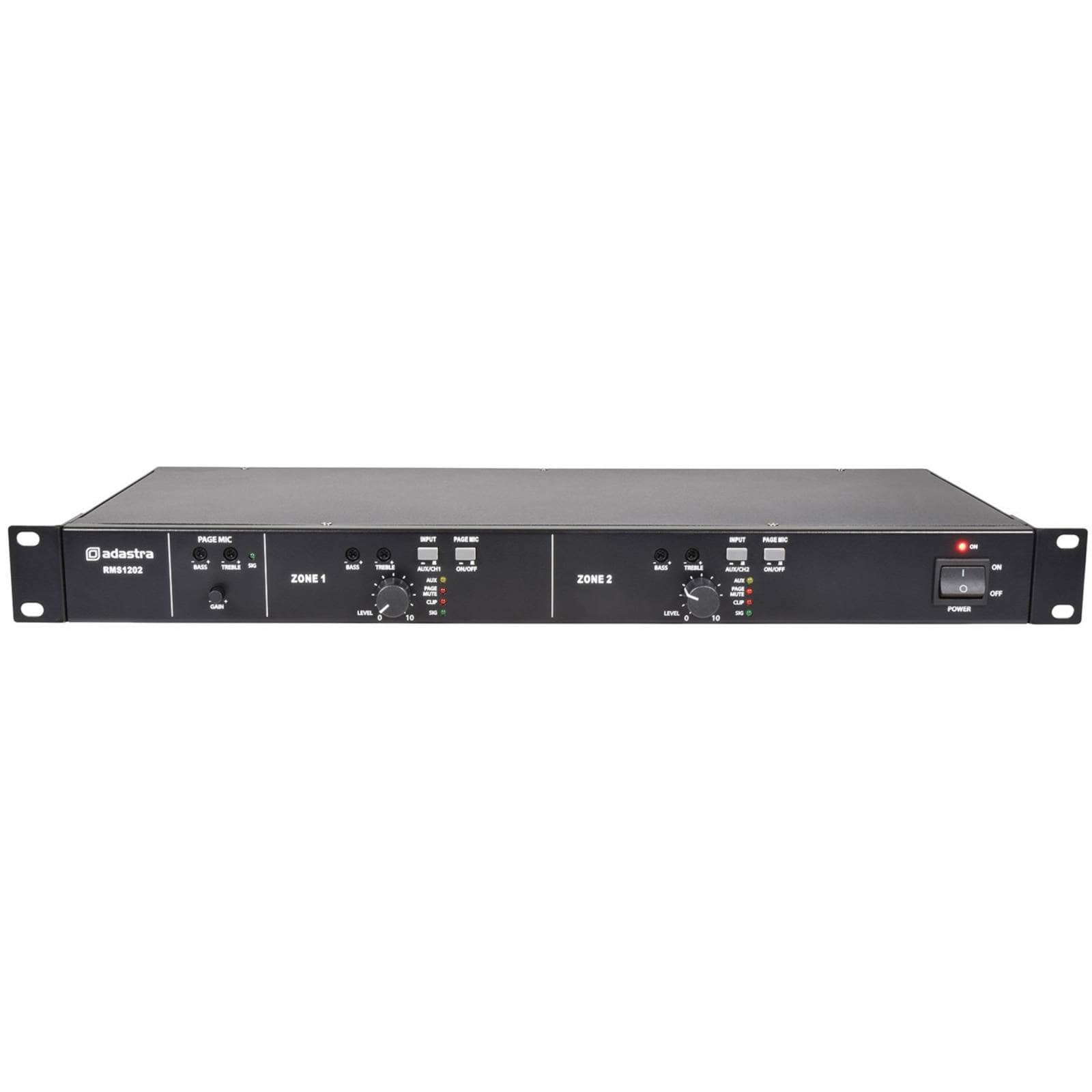 Adastra RMS1202 2-Zone 100V Amplifier 2 x 120W 19" Rack Mount