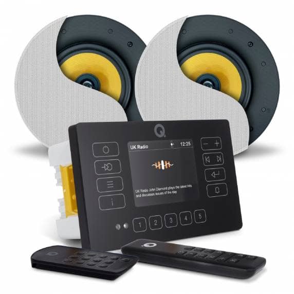 Q Acoustics E120 Black DAB & Bluetooth HiFi System - 2 x AudioKraft PCS-60 Ceiling Speakers