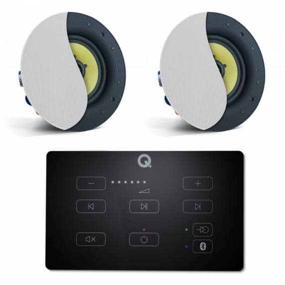 Q Acoustics E60 Bluetooth In-Wall Amplifier (Black) & 2x Audiokraft PCS-60 Speakers
