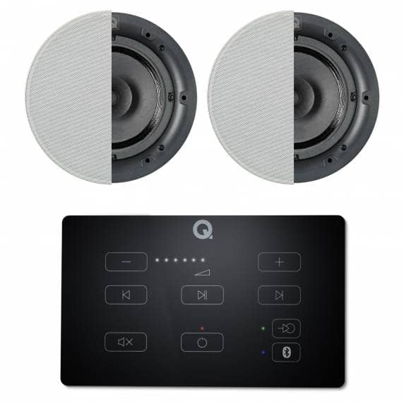 Q Acoustics E60 Bluetooth In-Wall Amplifier (Black) & 2x Q Install Qi65CB Speakers