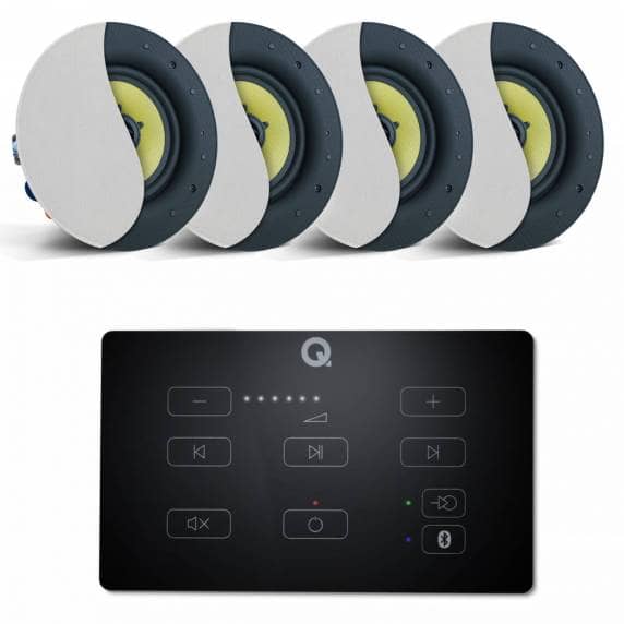 Q Acoustics E60 Bluetooth In-Wall Amplifier (Black) & 4x Audiokraft PCS-60 Speakers