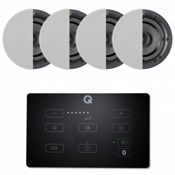 Q Acoustics E60 Bluetooth In-Wall Amplifier (Black) & 4x Q Install Qi65CB Speakers