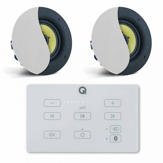Q Acoustics E60 Bluetooth In-Wall Amplifier (White) & 2x Audiokraft PCS-60 Speakers