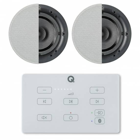 Q Acoustics E60 Bluetooth In-Wall Amplifier (White) & 2x Q Install Qi65CB Speakers