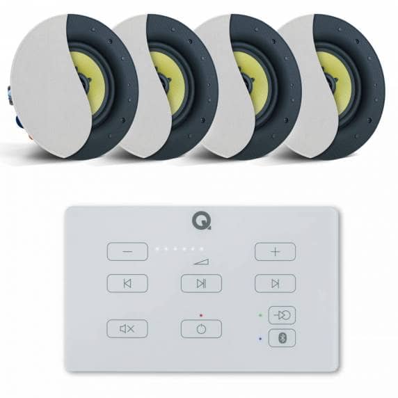 Q Acoustics E60 Bluetooth In-Wall Amplifier (White) & 4x Audiokraft PCS-60 Speakers