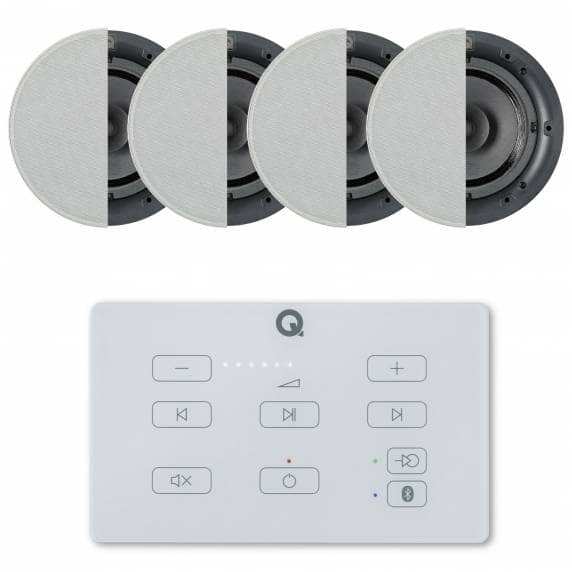 Q Acoustics E60 Bluetooth In-Wall Amplifier (White) & 4x Q Install Qi65CB Speakers