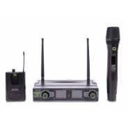 Q-Audio QWM1950 Dual UHF Wireless Mic System + Handheld & Beltpack (606.5-613.5MHz)
