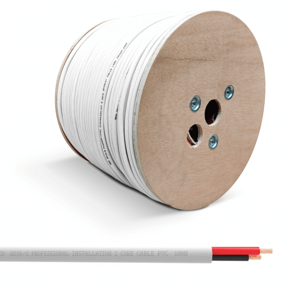 QED QX16/2 - 2 Core Flame Retardant PVC Speaker Cable - White (Per Metre)