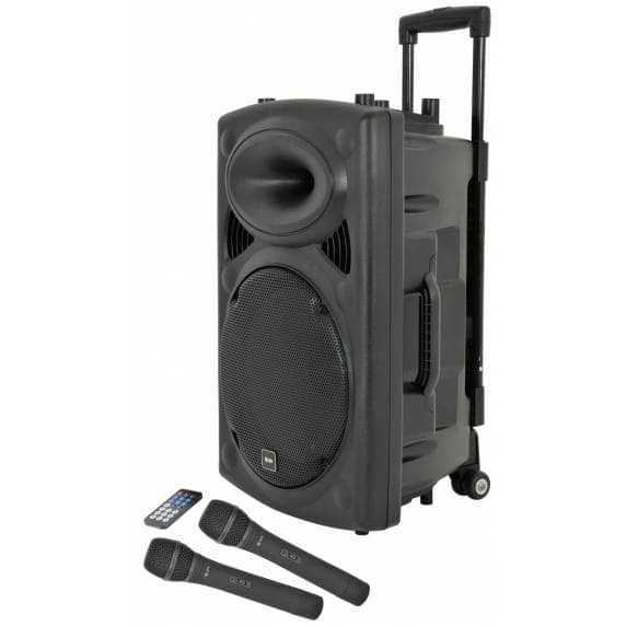 QTX QR12PA Portable PA Speaker with TWS (12" + 2x UHF Mics)