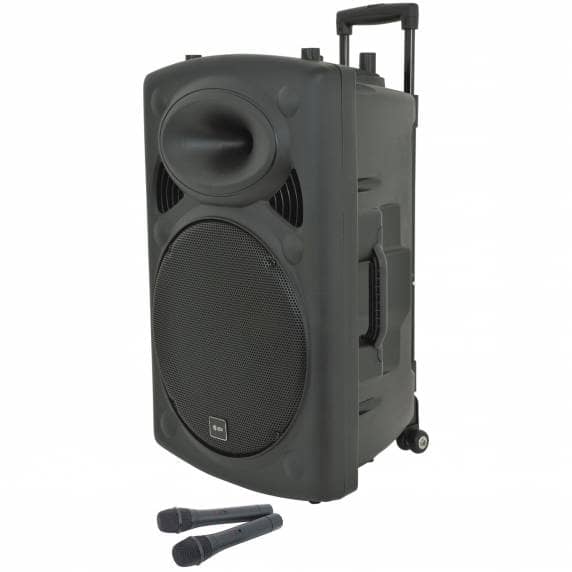QTX QR15PA Portable PA Speaker with TWS (15" + 2x UHF Mics)