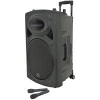 QTX QR15PA Portable PA Speaker with TWS (15" + 2x UHF Mics)