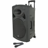 QTX QR15PA Portable PA Speaker with TWS (15" + 2x UHF Mics)