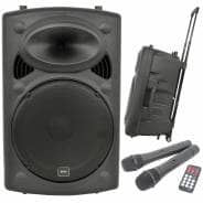 QTX QR15PA Portable PA Speaker with TWS (15" + 2x UHF Mics)