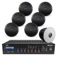 Adastra Restaurant Background Music System with Bluetooth & DAB Radio - 6x Black Ceiling Speakers