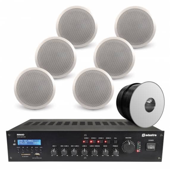 Restaurant Background Music System with Bluetooth & DAB Radio - 6x Bosch Ceiling Speakers
