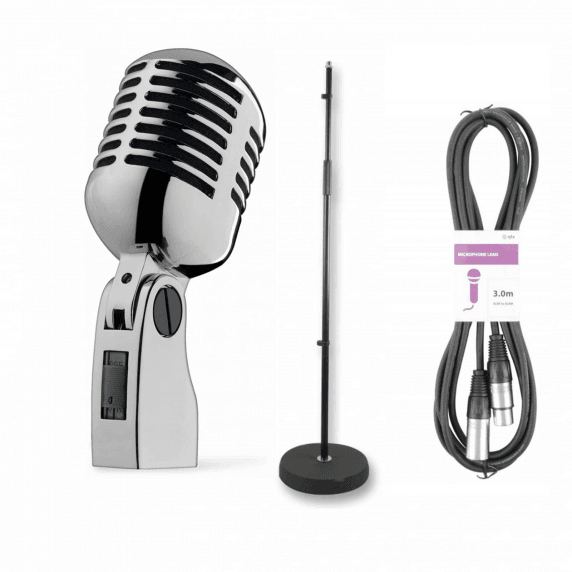 Retro 50's Mic Performance Bundle with Classic Stand and Cable