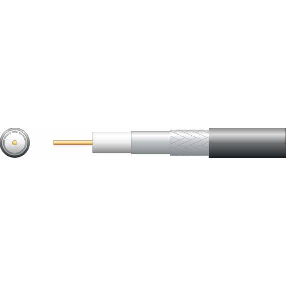 RG6 Coaxial Cable 100m Black, 75 Ohms, Foam Filled - Aluminium Braid