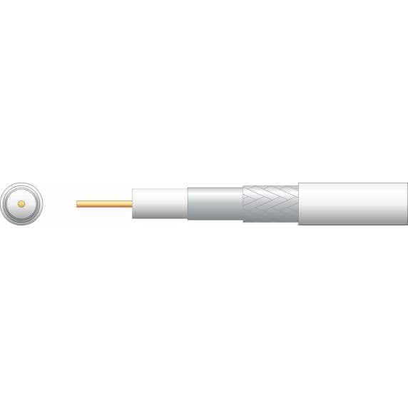RG6 Coaxial Cable 100m White, 75 Ohms, Foam Filled - Aluminium Braid