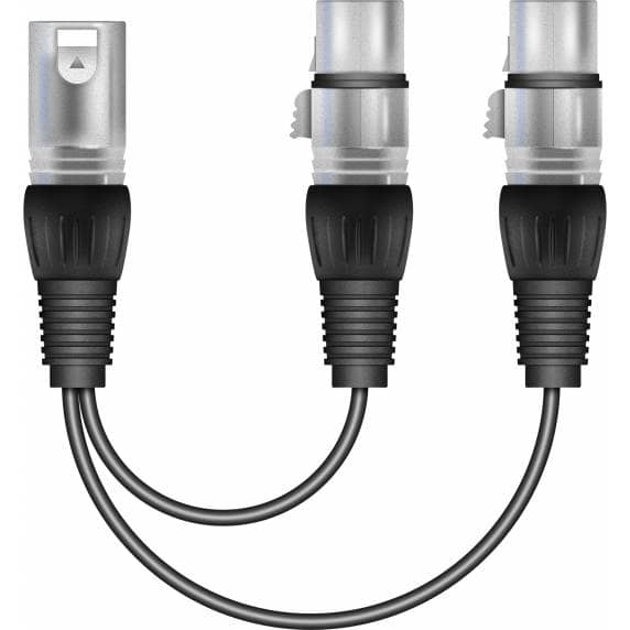 Soundlab 1 x XLR Male to 2 x XLR Female Splitter Cable - 15cm