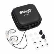 Stagg Personal In-Ear Monitoring System – Amplifier with Noise-Isolating Earphones (Transparent)