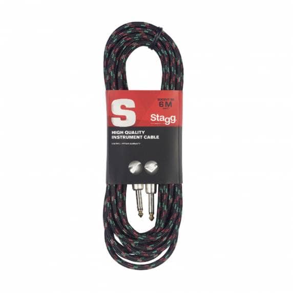 Stagg S-Series Vintage Tweed Style Instrument Cable – Black (6m)