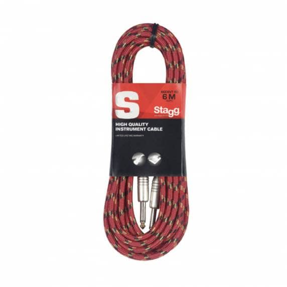 Stagg S-Series Vintage Tweed Style Instrument Cable – Red (6m)