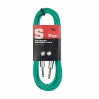 Stagg SGC3DL Deluxe Instrument Cable, Mono Jack to Mono Jack — 3M - Green